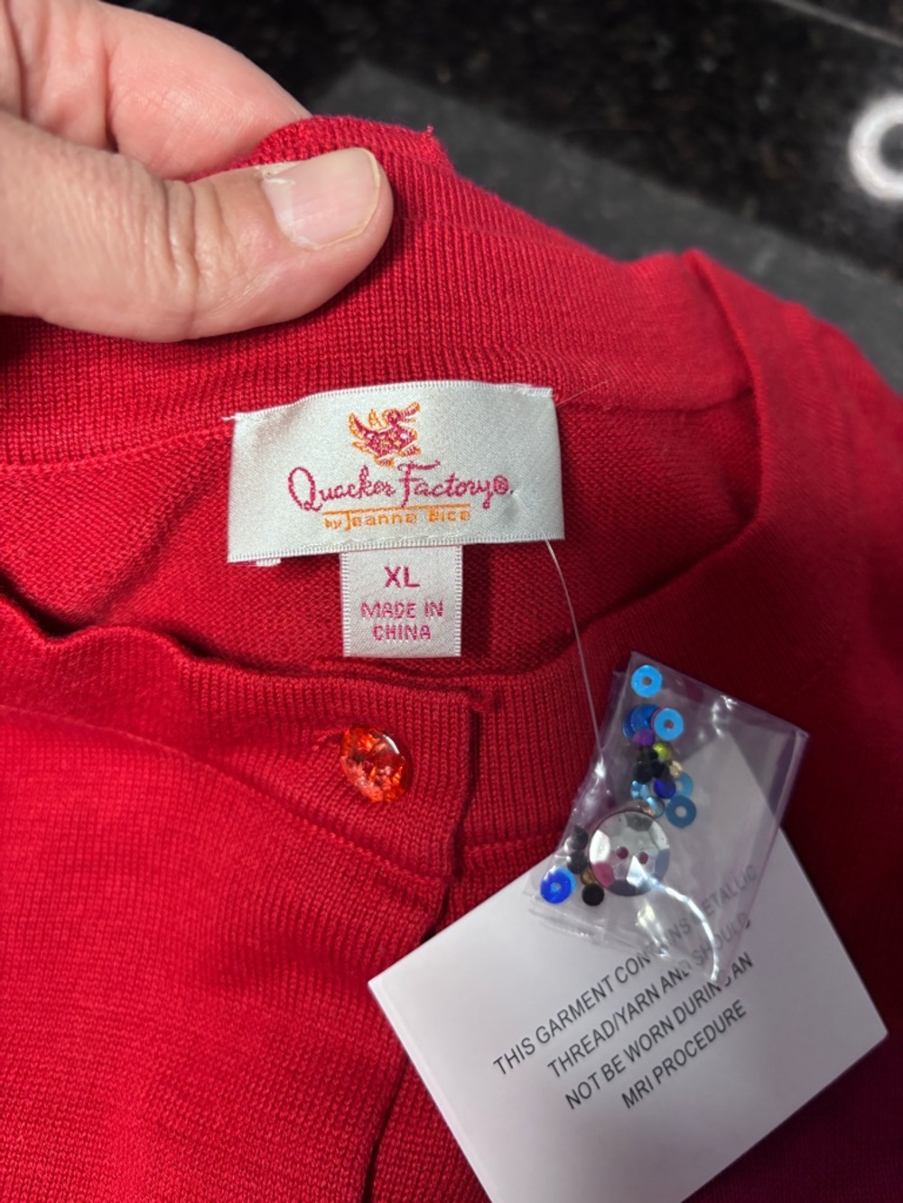 QUACKER FACTORY NWT Red Embellished Christmas Tree Knit Button Up Cardigan - Picture 7 of 13